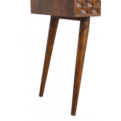 Artisan Diamond Carved Console Table - Chestnut