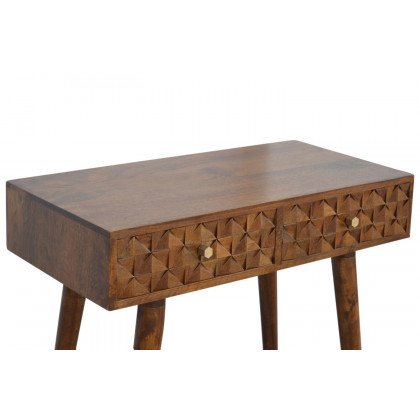 Artisan Diamond Carved Console Table - Chestnut