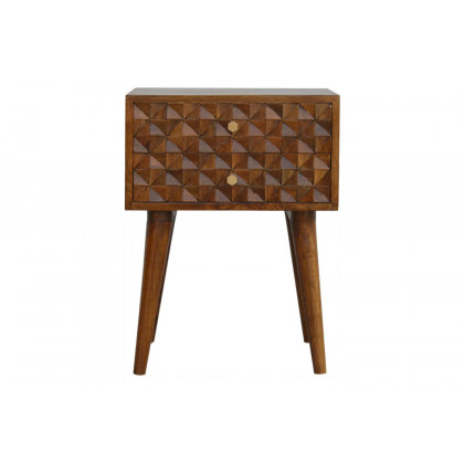 Artisan - Diamond Carved Bedside with 2 Drawers