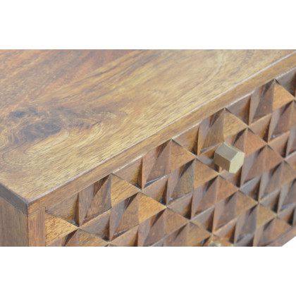 Artisan Diamond Carved Bedside with 2 Drawers - Chestnut