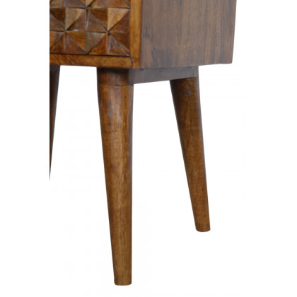 Artisan Diamond Carved Bedside with 2 Drawers - Chestnut