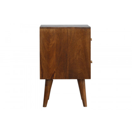 Artisan Diamond Carved Bedside with 2 Drawers - Chestnut