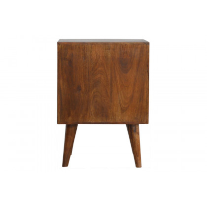 Artisan Diamond Carved Bedside with 2 Drawers - Chestnut