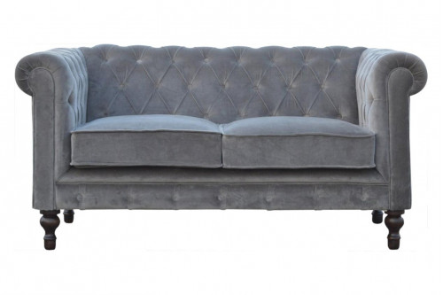 Artisan™ Chesterfield Sofa - 2 Seater, Velvet, Gray