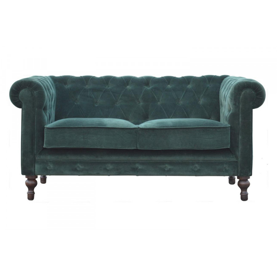 Artisan Chesterfield Sofa with 2 Seater - Emerald Green, Velvet