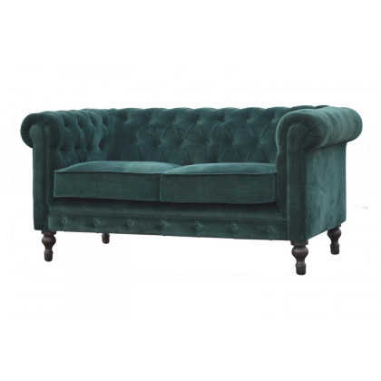 Artisan Chesterfield Sofa with 2 Seater - Emerald Green, Velvet