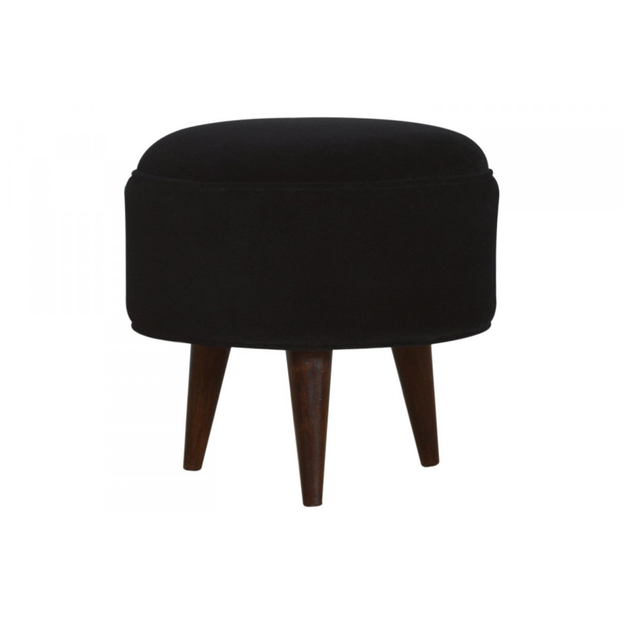 Artisan Nordic Style Footstool - Black, Velvet