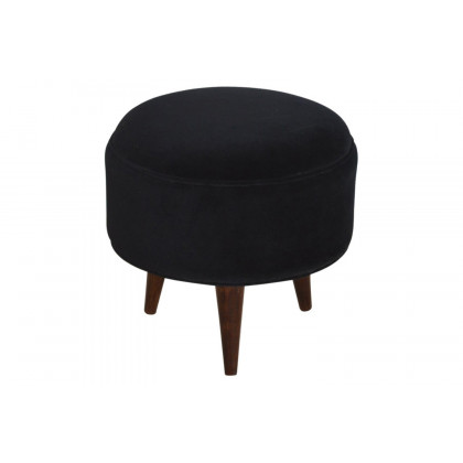 Artisan Nordic Style Footstool - Black, Velvet