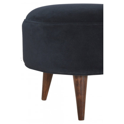 Artisan Nordic Style Footstool - Black, Velvet