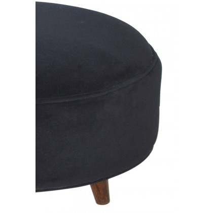 Artisan Nordic Style Footstool - Black, Velvet