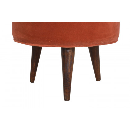 Artisan Nordic Style Footstool - Brick Red, Velvet
