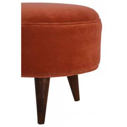 Artisan Nordic Style Footstool - Brick Red, Velvet