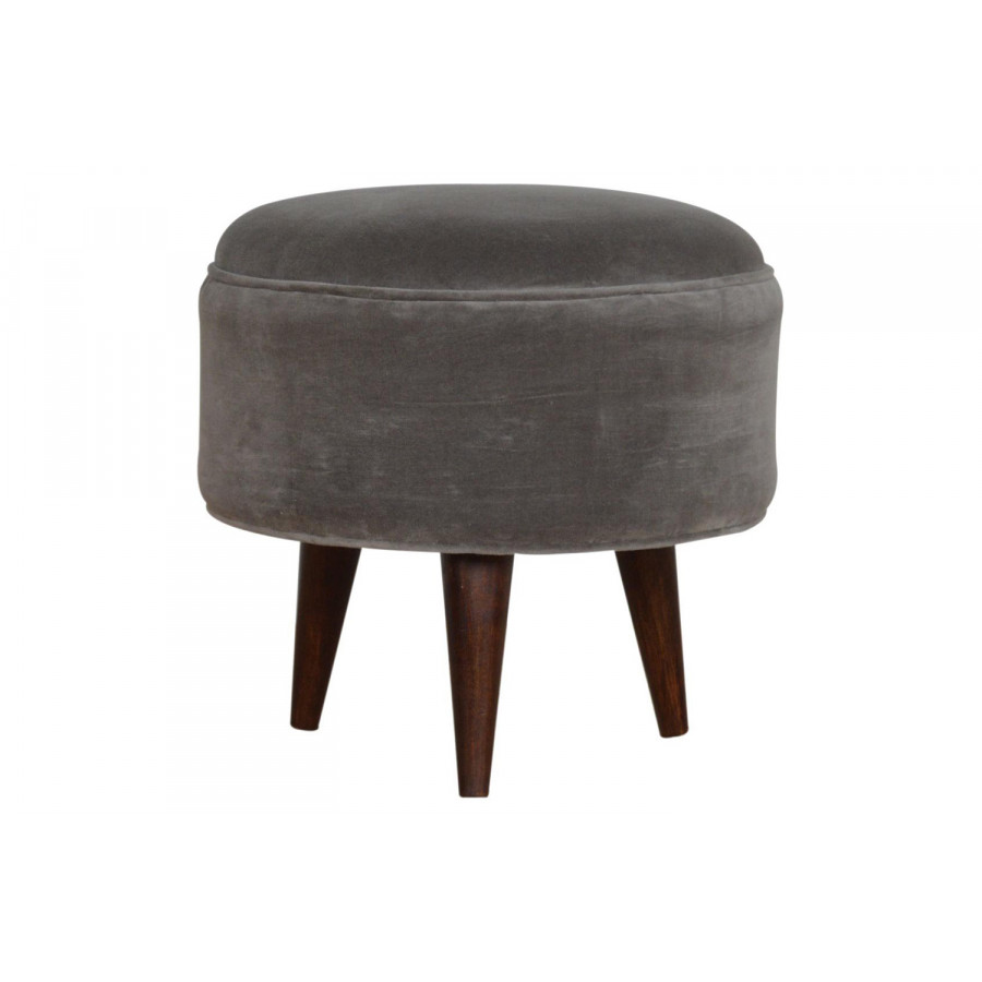 Artisan Nordic Style Footstool - Gray, Velvet