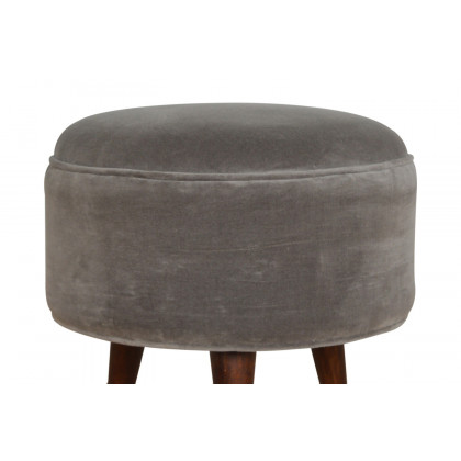 Artisan Nordic Style Footstool - Gray, Velvet
