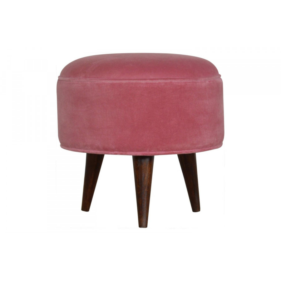 Artisan Nordic Style Footstool - Pink, Velvet