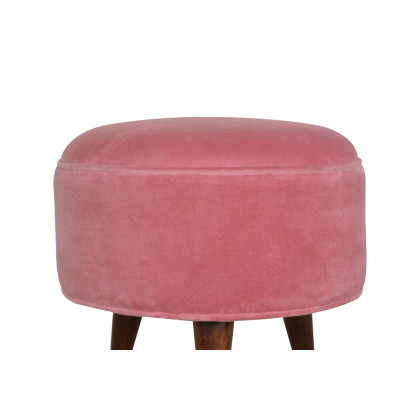 Artisan Nordic Style Footstool - Pink, Velvet
