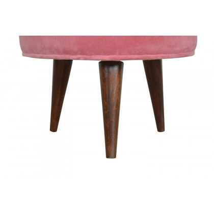 Artisan Nordic Style Footstool - Pink, Velvet