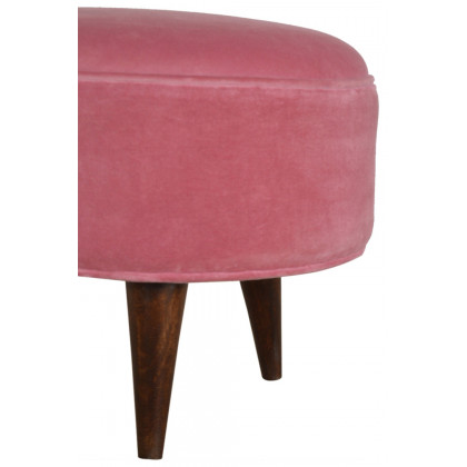 Artisan Nordic Style Footstool - Pink, Velvet