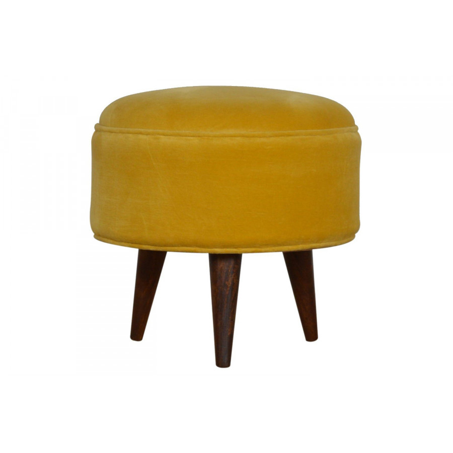 Artisan Nordic Style Footstool - Mustard, Velvet