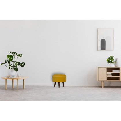 Artisan Nordic Style Footstool - Mustard, Velvet