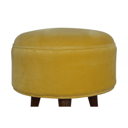 Artisan Nordic Style Footstool - Mustard, Velvet