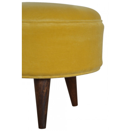 Artisan Nordic Style Footstool - Mustard, Velvet