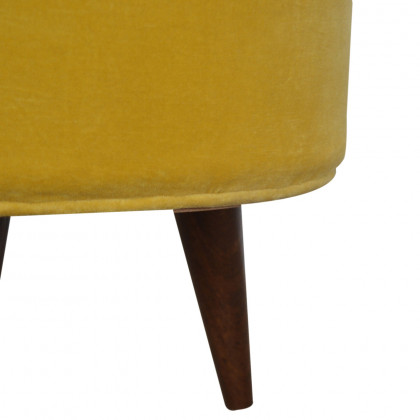 Artisan Nordic Style Footstool - Mustard, Velvet