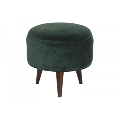 Artisan Nordic Style Footstool - Emerald Green, Velvet