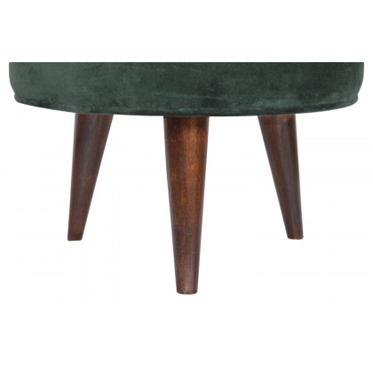 Artisan Nordic Style Footstool - Emerald Green, Velvet