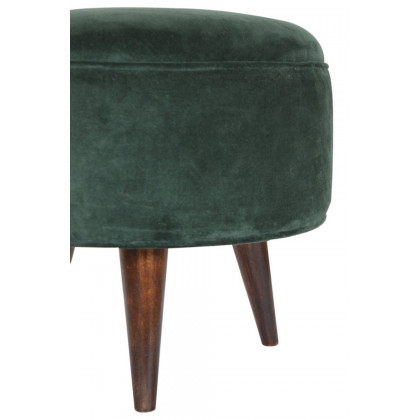 Artisan Nordic Style Footstool - Emerald Green, Velvet