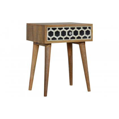 Artisan Bone Inlay Bedside with 1 Drawers - Oak-ish, Scandinavian