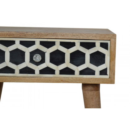 Artisan Bone Inlay Bedside with 1 Drawers - Oak-ish, Scandinavian