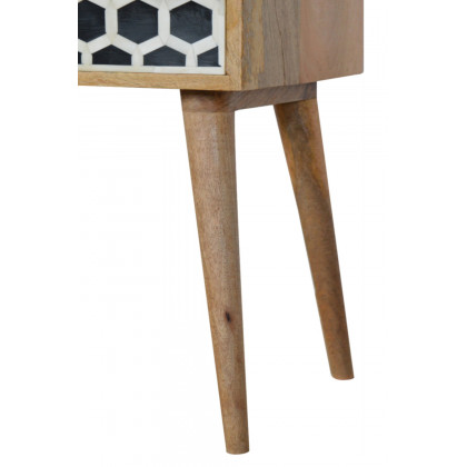 Artisan Bone Inlay Bedside with 1 Drawers - Oak-ish, Scandinavian