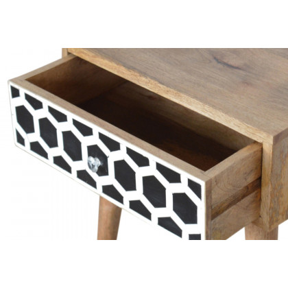 Artisan Bone Inlay Bedside with 1 Drawers - Oak-ish, Scandinavian