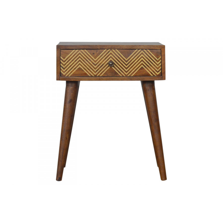 Artisan Brass Inlay Chevron Bedside