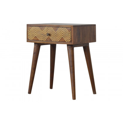 Artisan Brass Inlay Chevron Bedside