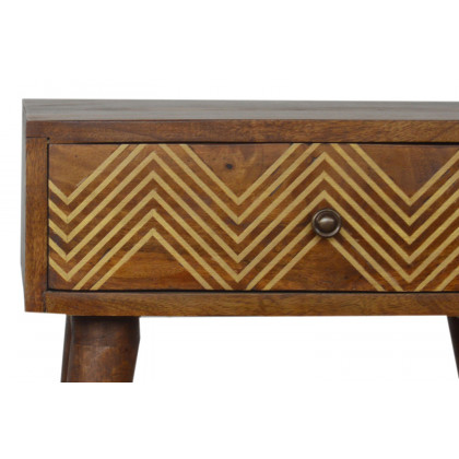 Artisan Brass Inlay Chevron Bedside