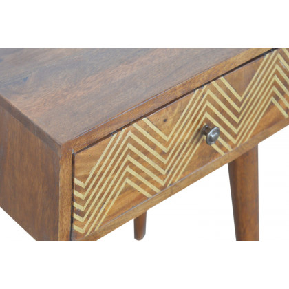 Artisan Brass Inlay Chevron Bedside