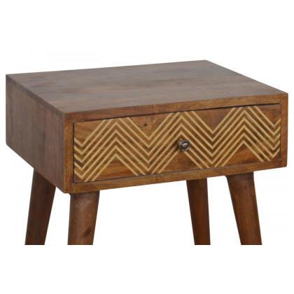 Artisan Brass Inlay Chevron Bedside