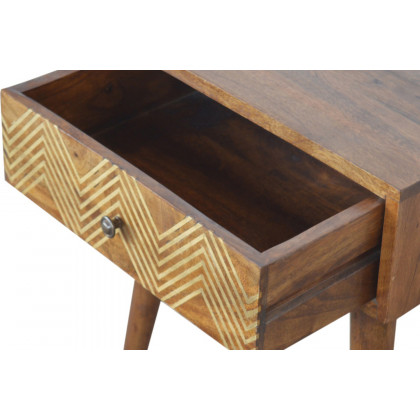 Artisan Brass Inlay Chevron Bedside