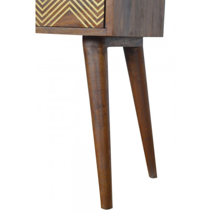 Artisan Brass Inlay Chevron Bedside