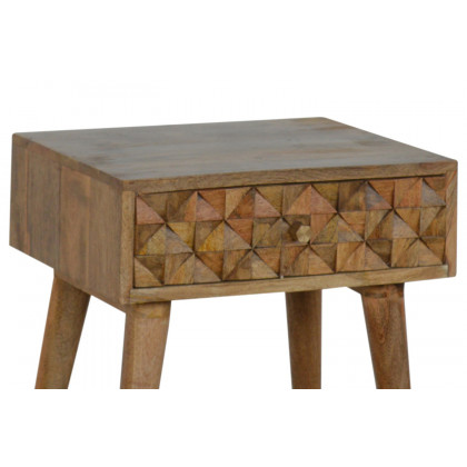 Artisan - Diamond Carved Bedside in Oak-ish, 1 Drawer