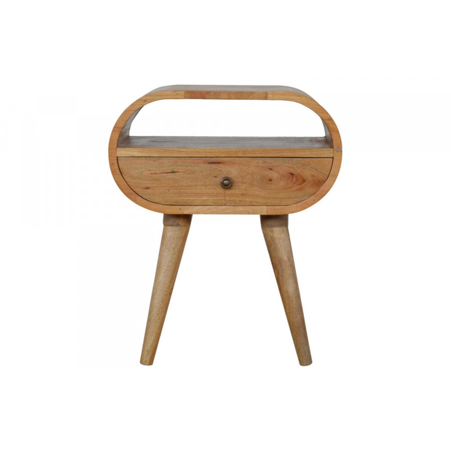 Artisan Circular Open Slot Bedside - Oak-ish