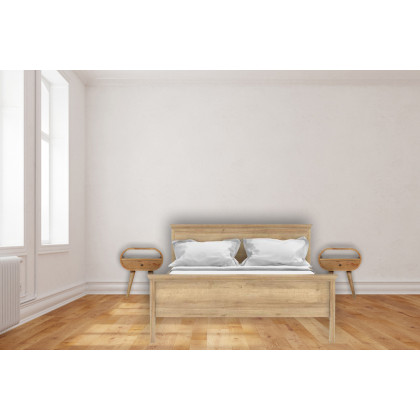 Artisan Circular Open Slot Bedside - Oak-ish