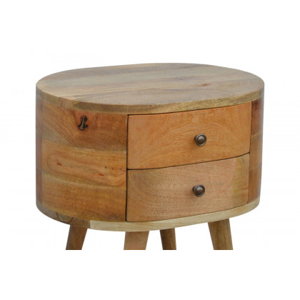 Artisan Rounded Bedside Table Bedside w/o Reading Light - Oak-ish