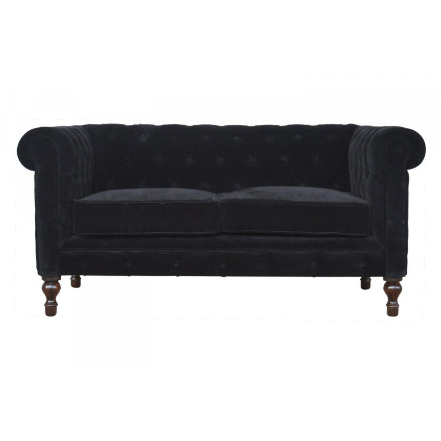 Artisan Chesterfield Sofa with 2 Seater - Black, Velvet