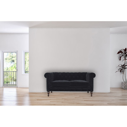 Artisan Chesterfield Sofa with 2 Seater - Black, Velvet
