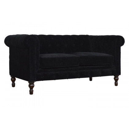 Artisan Chesterfield Sofa with 2 Seater - Black, Velvet
