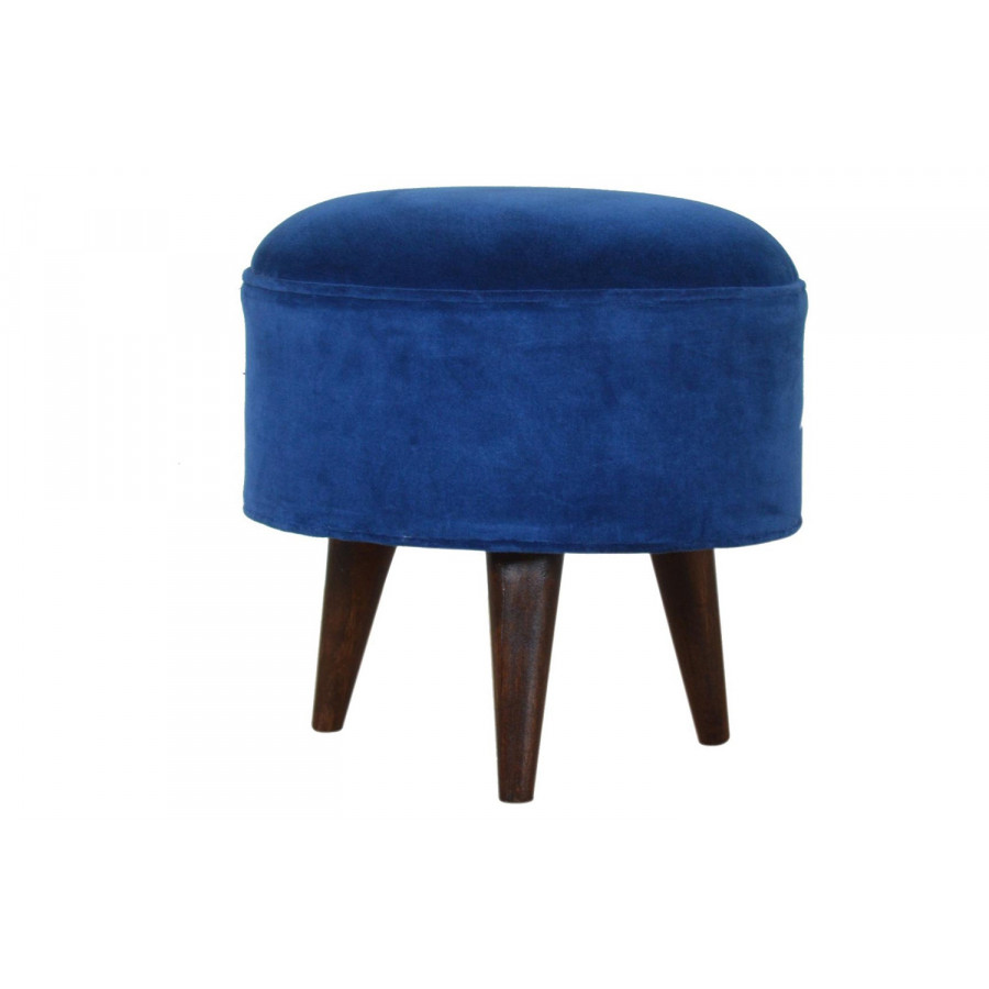 Artisan Nordic Style Footstool - Royal Blue, Velvet