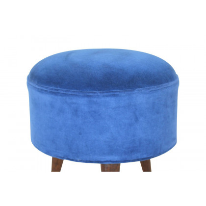 Artisan Nordic Style Footstool - Royal Blue, Velvet